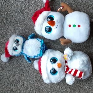 Christmas Snowmen Beanie Boos Plush
